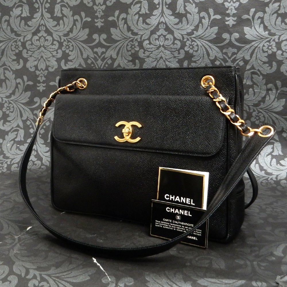 Chanel Black Leather Shoulder or Tote Bag - Picture 1 of 11